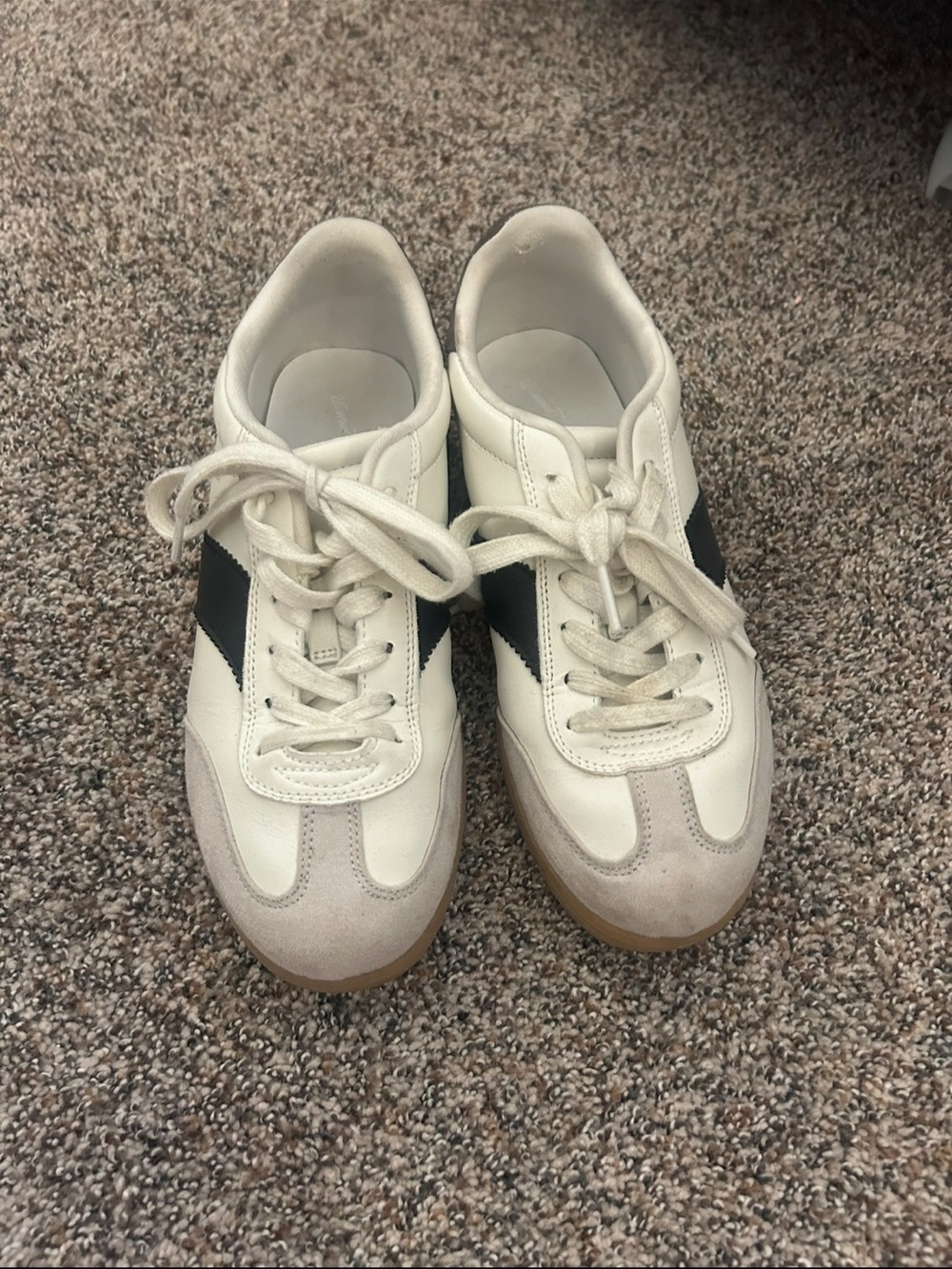 Women's Classic White Leather Sneakers with Black Stripe Target Brand Samba Dupe